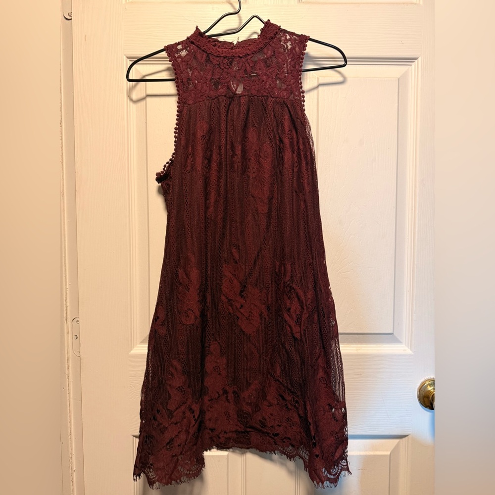 Altar'd State Maroon Lace Dress